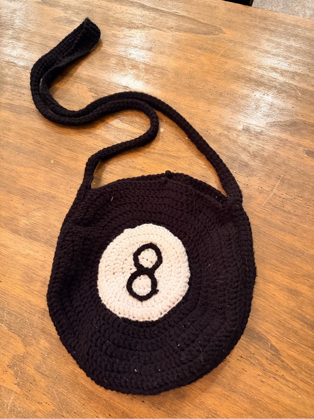 Black Crochet Eight Ball Crossbody Bag